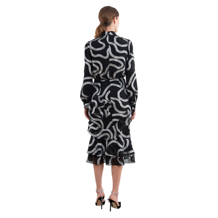 Isa Mock-Neck Floral-Print Silk Midi Dress image number null
