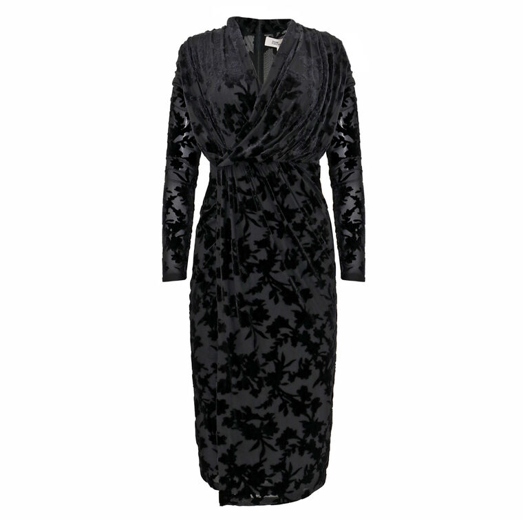 Tamra Flocked Bodycon Midi Dress image number null