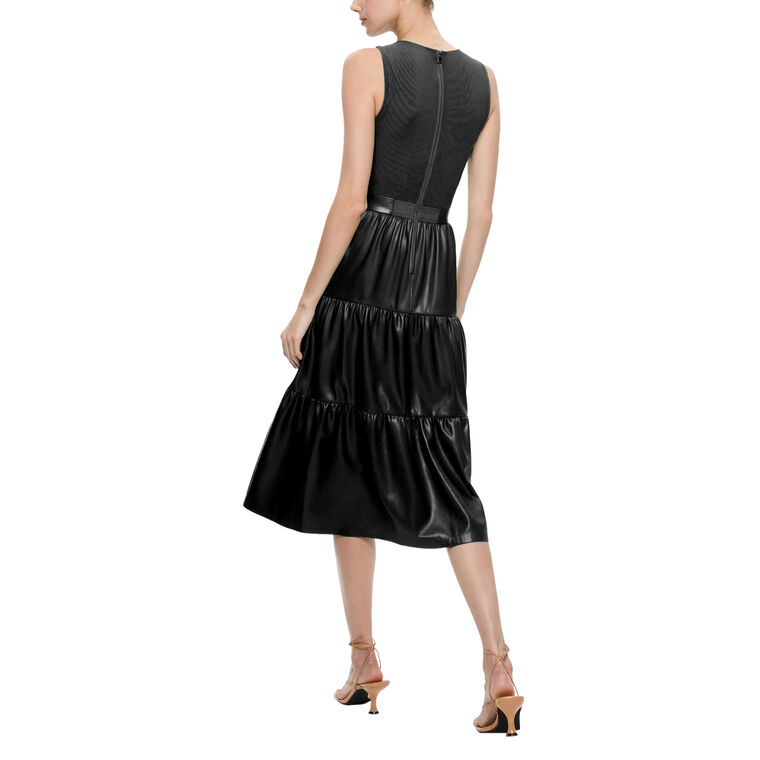 chinese dress ladies alice + olivia Women's Chara Long Sleeve Lace Vegan Pleated Mini Dress,  Black, 0 at Amazon Women's Clothing store