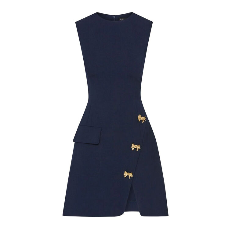 Bow Button Split Skirt Dress image number null