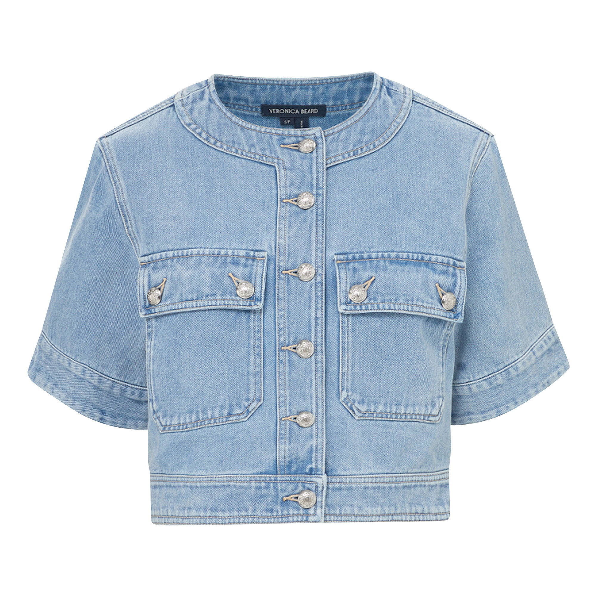 Veronica Beard Elias Short Sleeve Cropped Denim Jacket | Tootsies