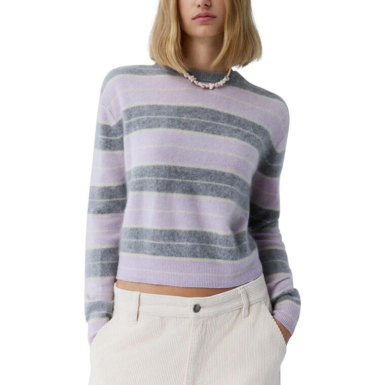 Grizzly Stripe Cashmere Crewneck Sweater image number null