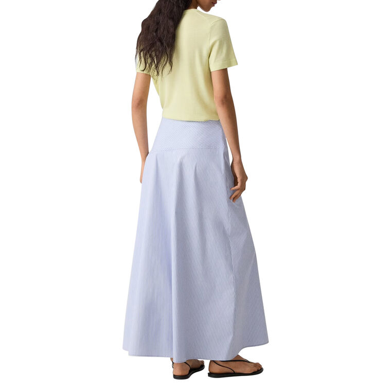 Angled Yoke Striped Midi Skirt image number null