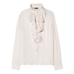 Lily Long Sleeve Ruffle Collar Silk Blouse