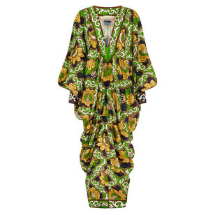 Liana Long Sleeve V-Neck Silk Dress