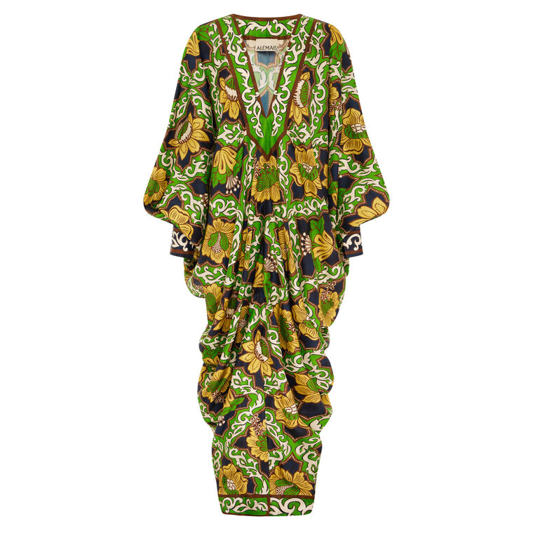 Liana Long Sleeve V-Neck Silk Dress image number null