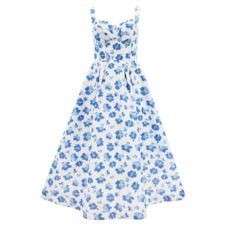 Ophelia Sleeveless Pleated Jacquard Midi Dress image number null