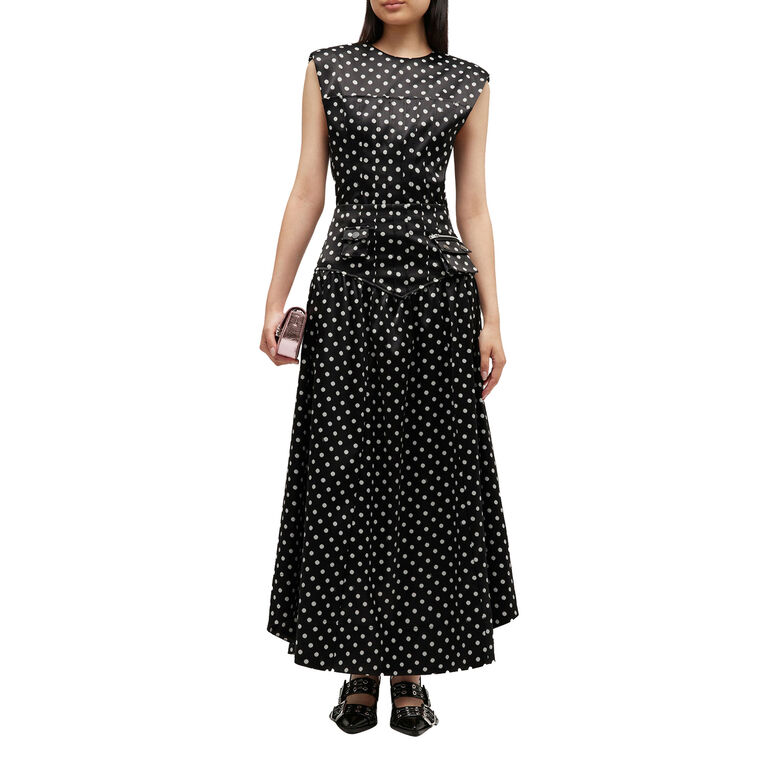Polka-Dot Double Satin Corset Midi Skirt image number null