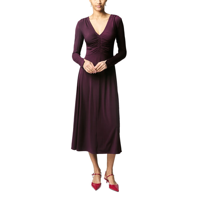 Isabella Ruched Front Long Sleeve Maxi Dress image number null