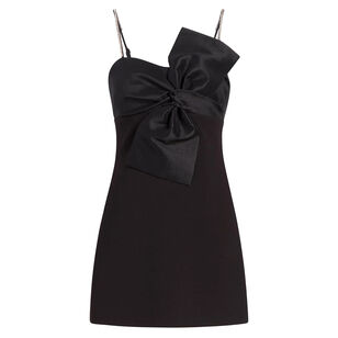 Liora Sleeveless Satin Mini Dress With Oversized Accent Bow