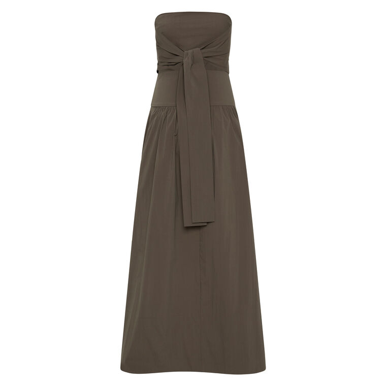 Gathered Strapless Tie Back Dress image number null