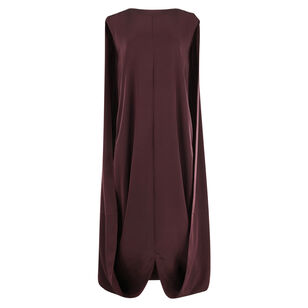 Stretch Silk Nylon Wide Neck Cap Sleeve Cape Dress