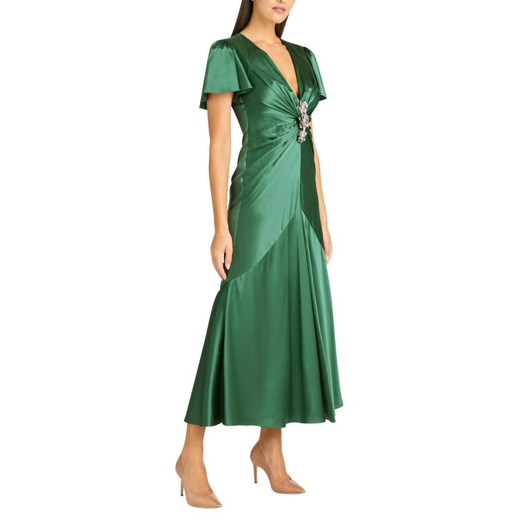 Kordyn Short Sleeve Silk Midi Dress image number null