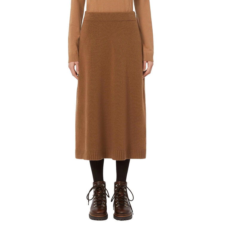 Barnaba Wool Knitted A-Line Midi Skirt image number null