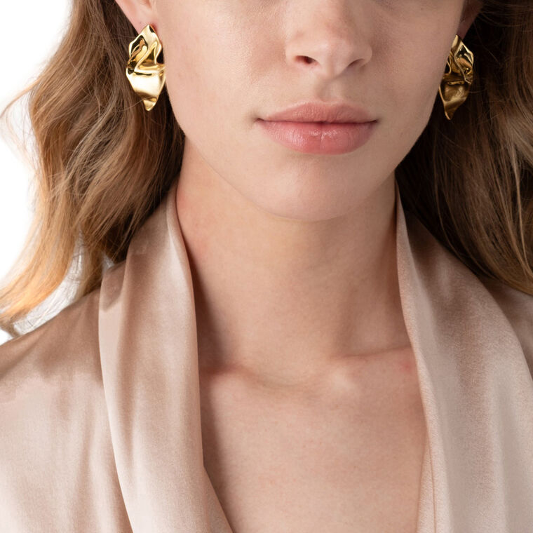 Crumpled Gold Small Post Earrings image number null