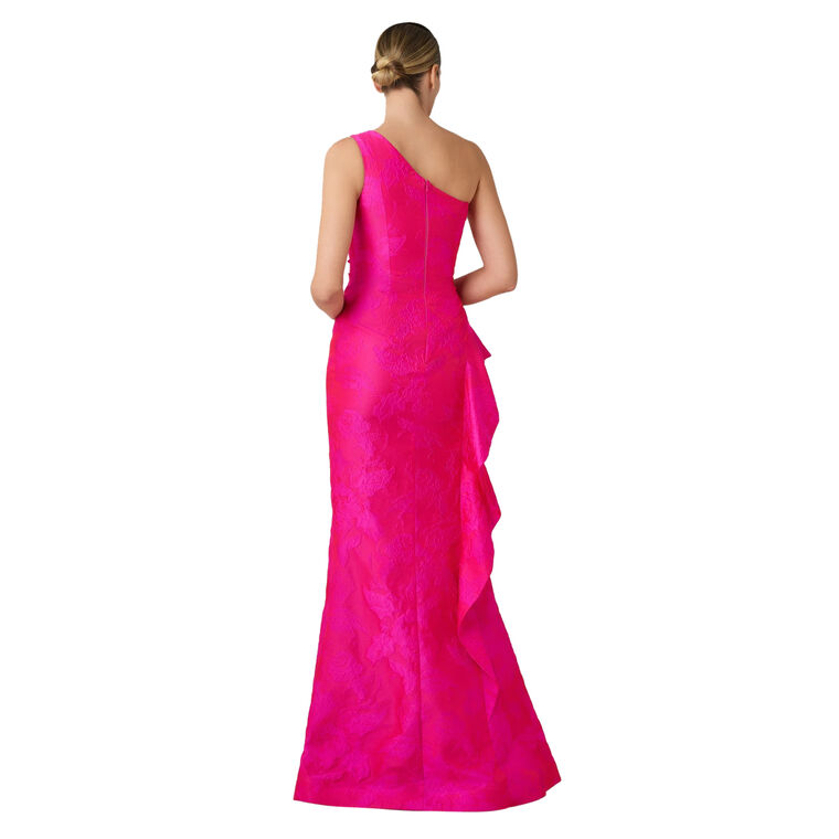 One-Shoulder Side Ruffle Gown image number null