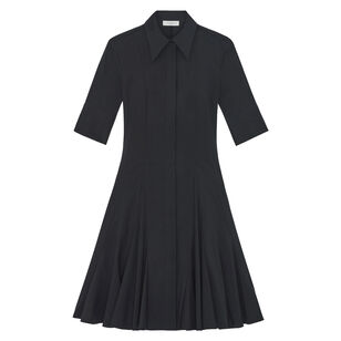 Stretch Cotton Godet Peplum Shirtdress