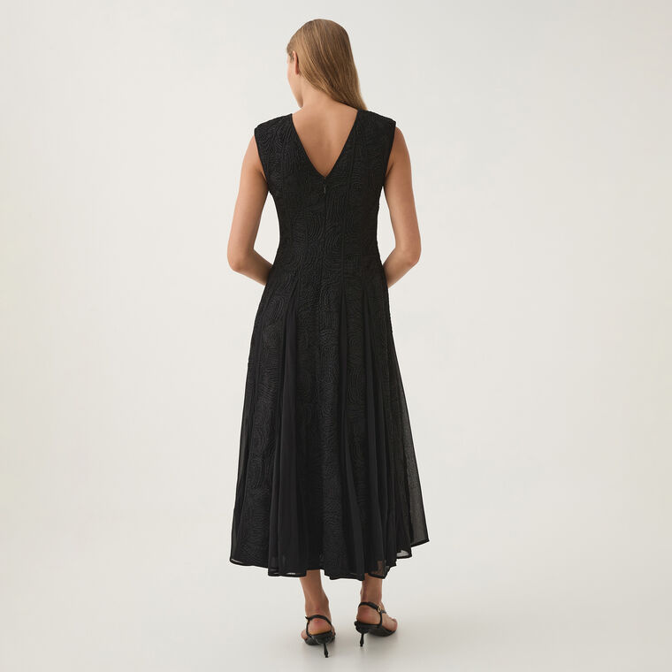 high neck lace patchwork slit tulle hem maxi dresses-black Black High Neck Lace Chic Prom Dresses New Arrival Sleeveless Front Split Evening Dresses