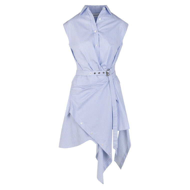 Tie Wrap Belted Shirt Dress image number null