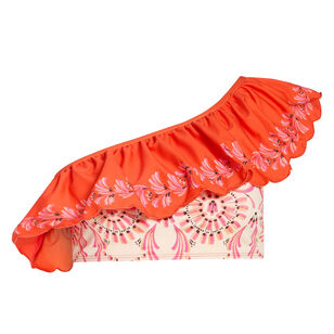 Doris Ruffled One-Shoulder Swim Top