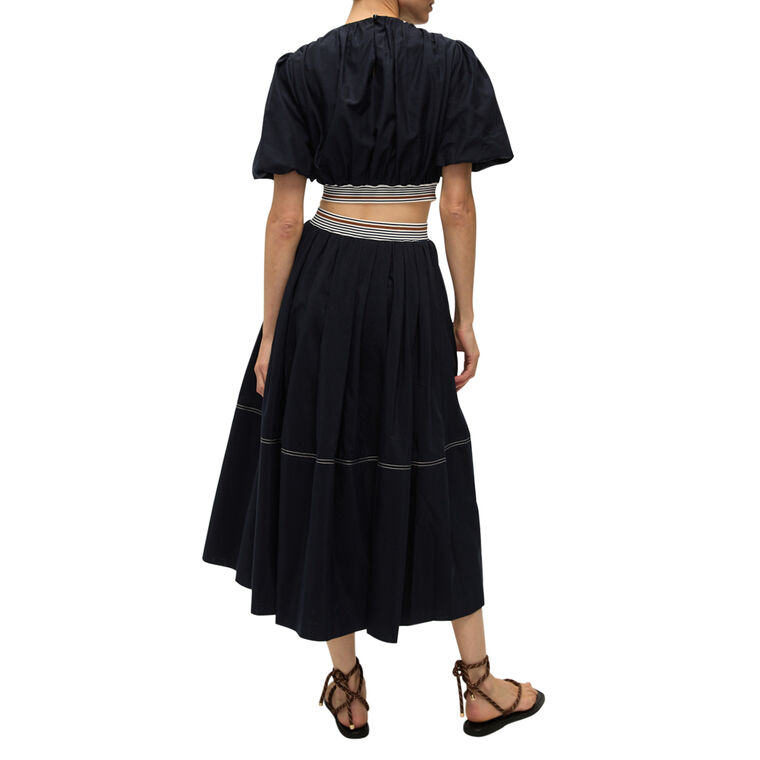 Evelina Cotton-Silk Midi Skirt image number null