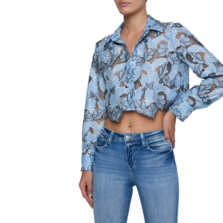 Akemi Cropped Button Down Blouse image number null