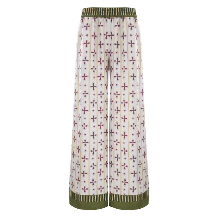 Silk-Twill Wide-Leg Palazzo Placee Pant image number null