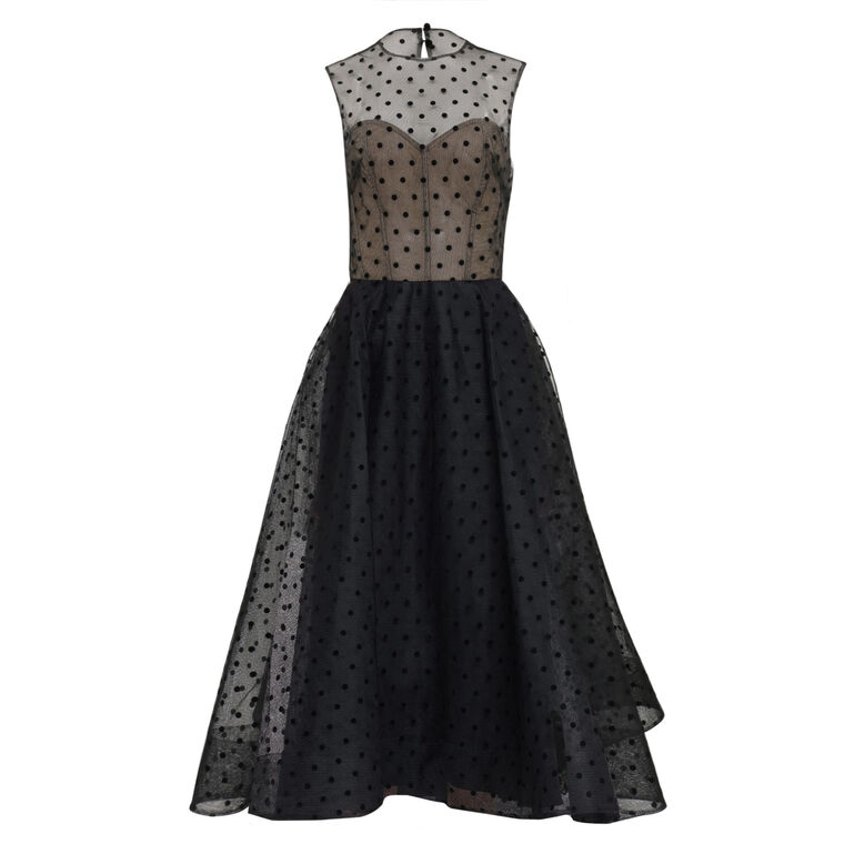 Dotted Tulle Sleeveless Cocktail Dress image number null