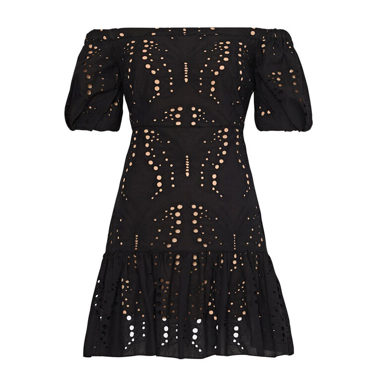 Butterfly Eyelet Off The Shoulder Dress image number null