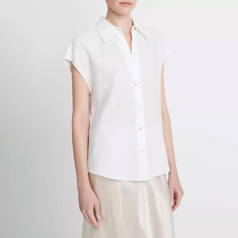 Cap Sleeve Button Down Blouse image number null