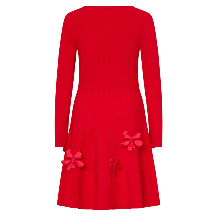 Susan Long Sleeve Scoop Neck Knit 3D Floral Mini Dress image number null