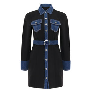 Aliza Denim-Trimmed Mini Dress