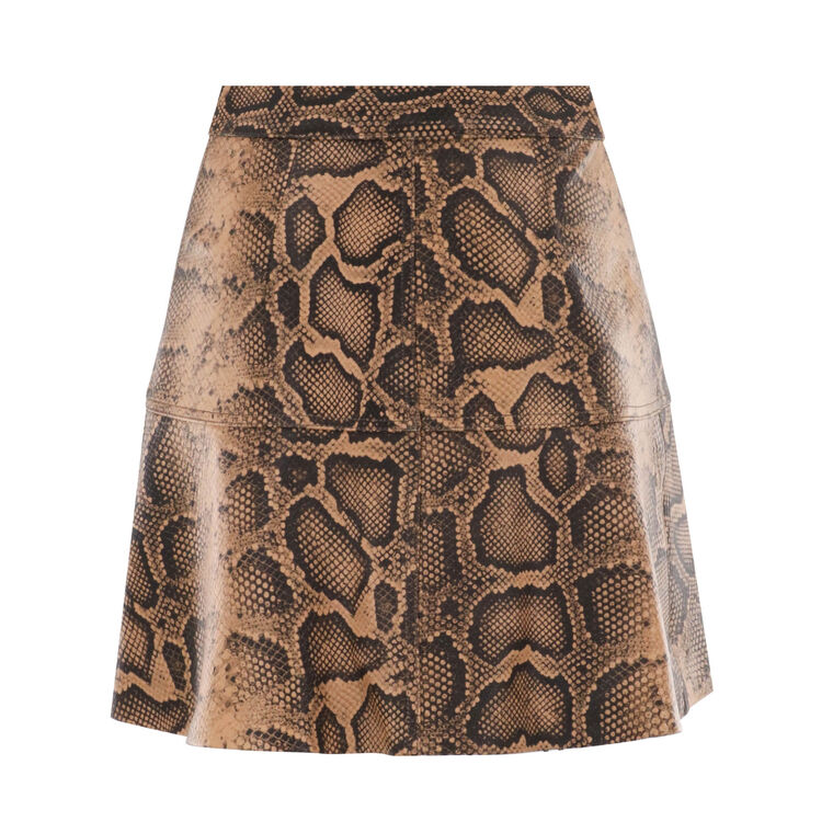 Addie Snake Print Leather A-Line Mini Skirt image number null