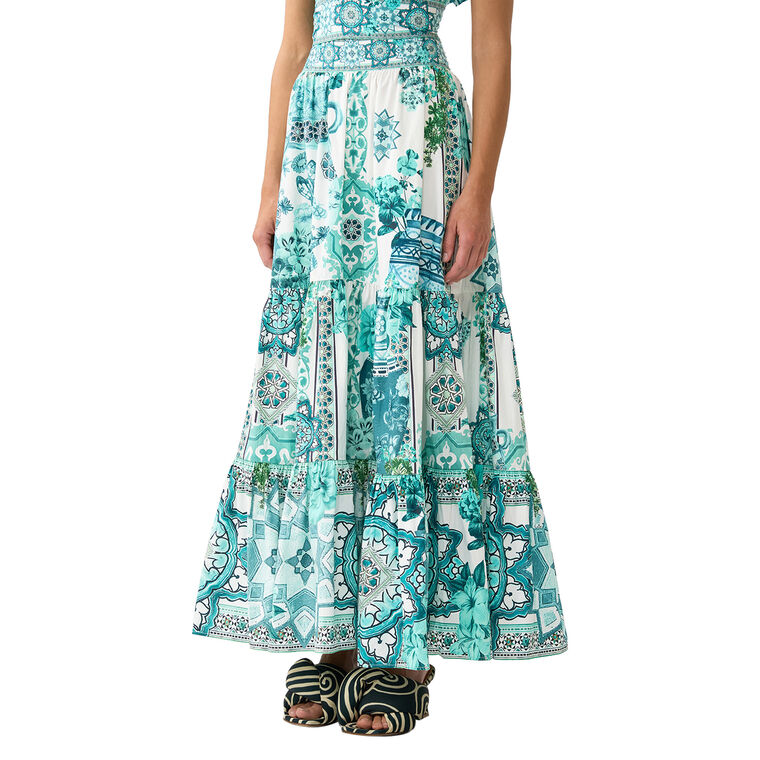 High Waisted Tiered Maxi Skirt image number null