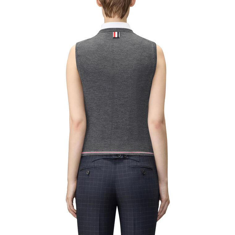 Sleeveless Rib Stitch Shell Top In Merino Wool image number null