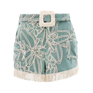 Embroidered Linen Short
