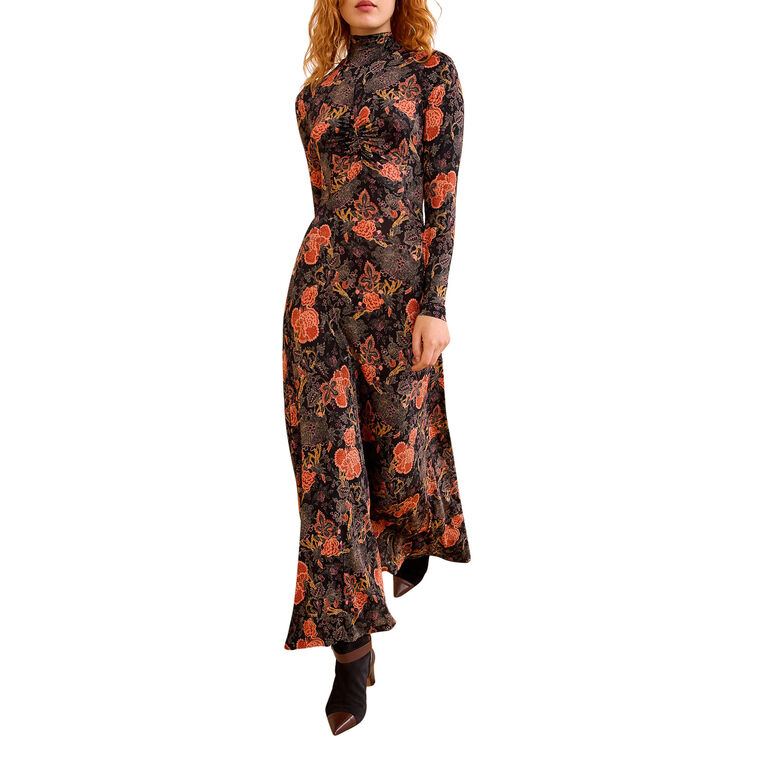 Koa Jersey Ruched Front Turtleneck Dress image number null
