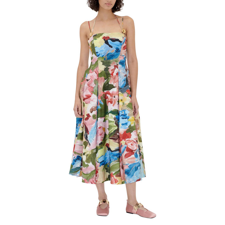 Double Strap High-Volume Midi Dress image number null