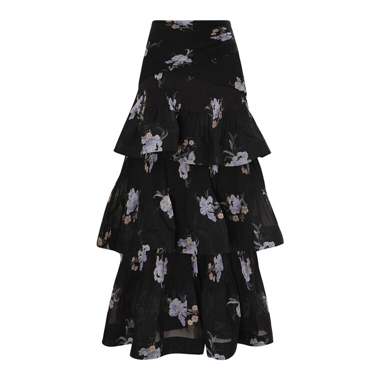 Pleated Tiered Midi Skirt image number null
