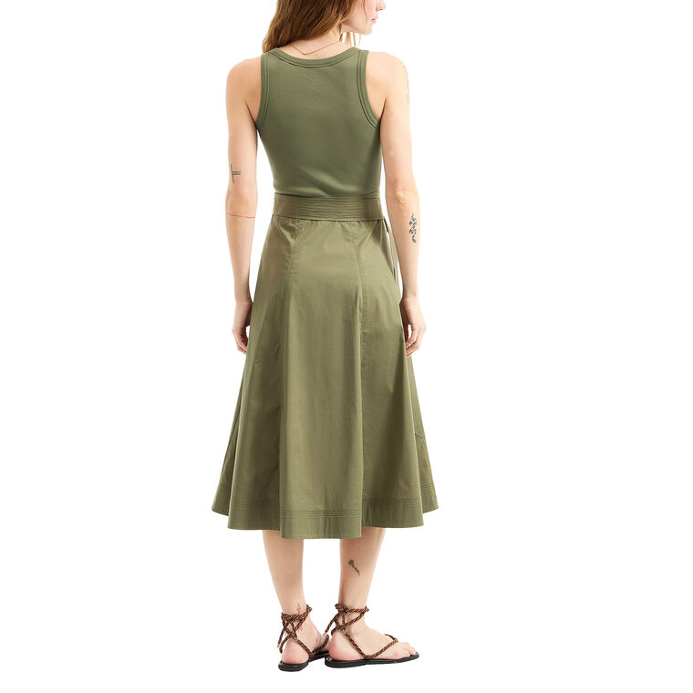Ennis Belted Mixed Media A-Line Midi Dress image number null