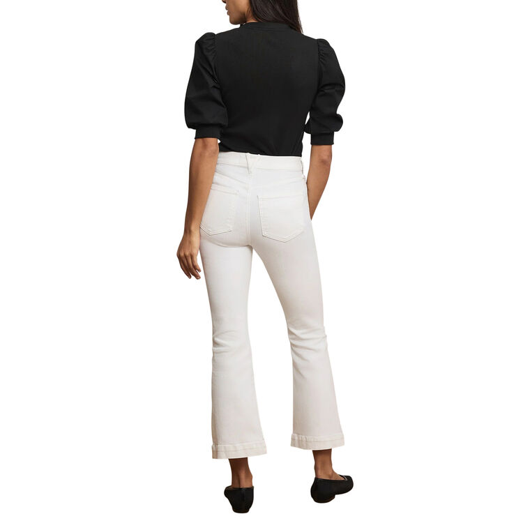 Coralee Ribbed Knit Puff Sleeve Top image number null