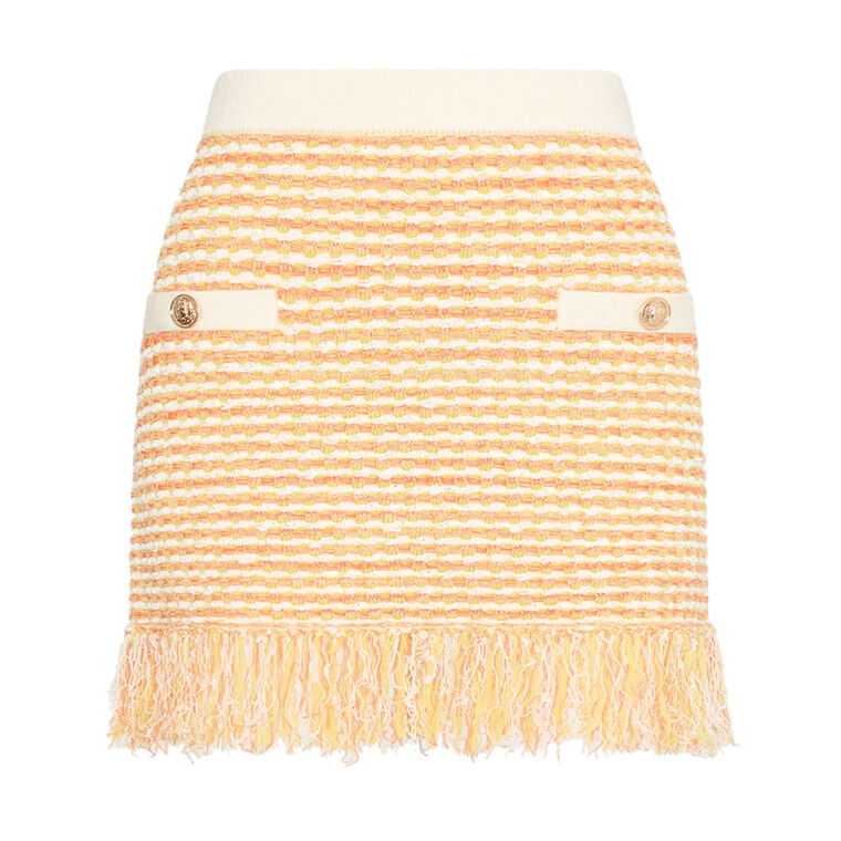 Kali Textured Fringe Knit Mini Skirt image number null