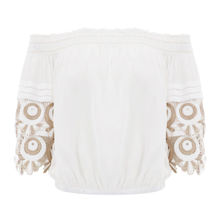 Sabrina Embellished Off-The-Shoulder Top image number null