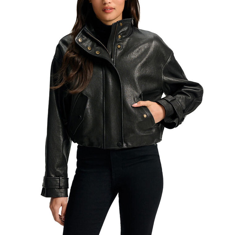 Bateman Cropped Leather Jacket image number null
