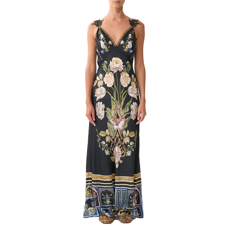 V-Neck Full Length Bias Slip Dress image number null