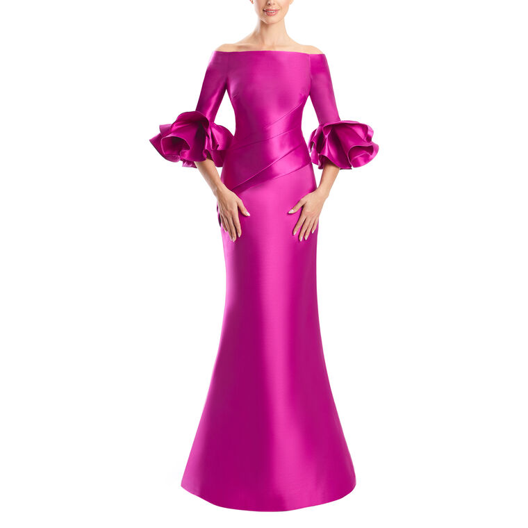 Off Shoulder Gown With Flounce Sleeve image number null