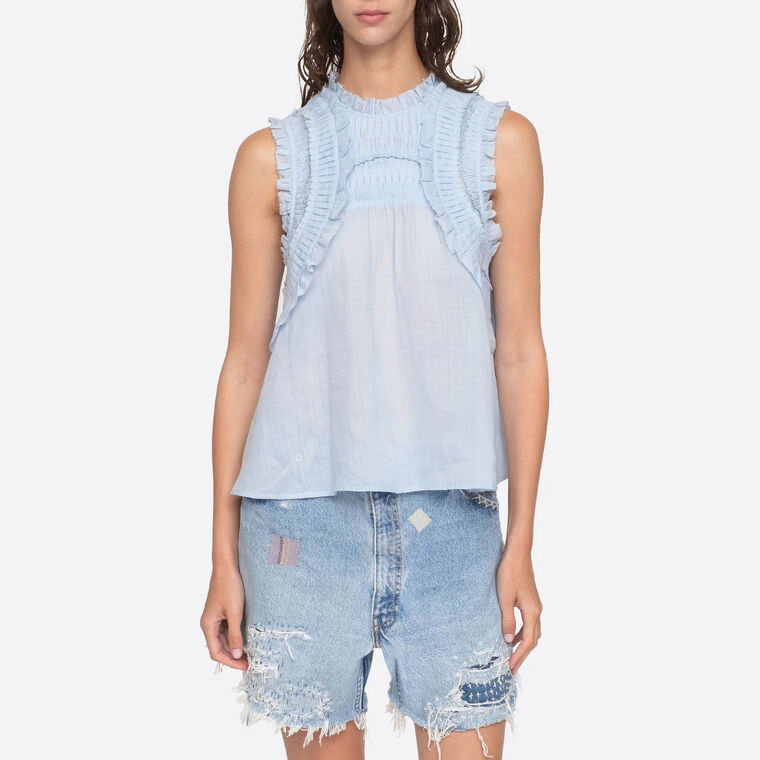 Cole Ramie Smocked Sleeveless Blouse image number null