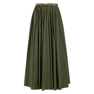Ankle-Length Pleated Skirt With Belt