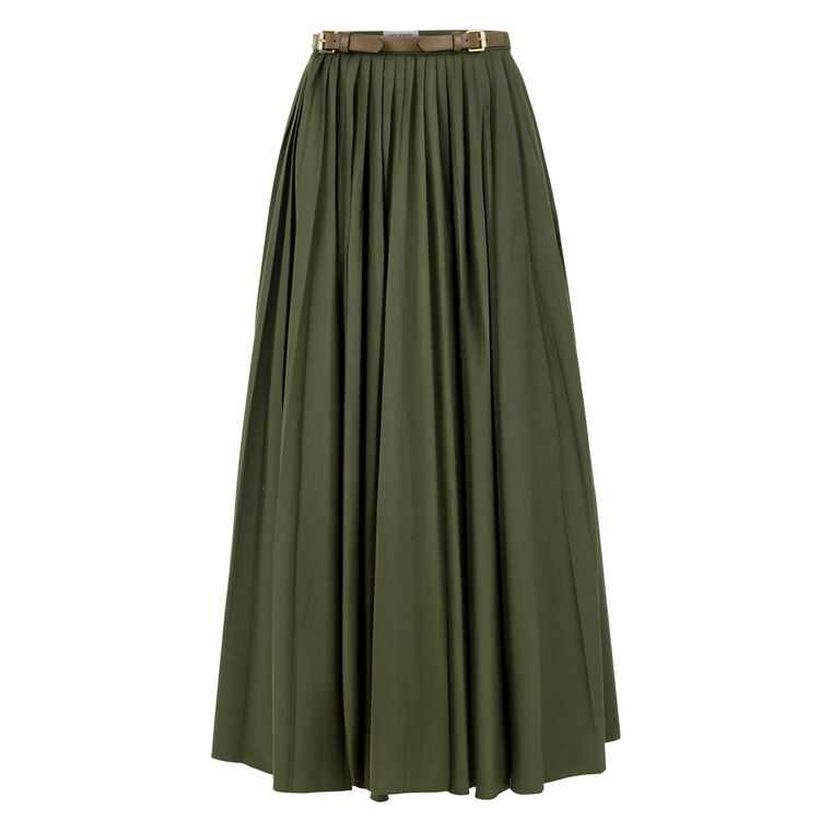 Ankle-Length Pleated Skirt With Belt image number null