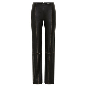 Low Rise Brushed Leather Straight-Leg Pants